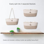 Over the Door Basket Cotton Rope Organizer, 3-Tier Wall Hanging Storage Basket - Image 4