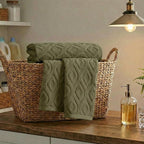 Artoid Mode 1 Pc Olive Green 3D Diamond Grid Jacquard Hand Towels - Image 5