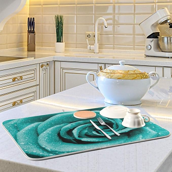 Super Absorbent Dish Drying Mat, Microfiber Fast-Drying Dish Mat, Kitchen Dish - Image 6