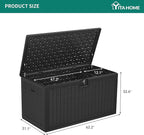 YITAHOME XXL 230 Gallon Large Deck Box,Outdoor Storage for Patio Furniture Cushions,Garden Tools with Flexible Divider,Waterproof,Lockable (Black) - Image 9