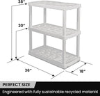 Oskar Heavy Duty Plastic Storage Shelves- for Garage, Kitchen, Bathroom Basement Kids Room, Stackable 3-Tier White, Organizer Rack for Books Shoes, Toys, Pantry, Cleaning and Closet Organization - Image 8