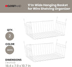 ClosetMaid 17 Inch Wide Hanging Basket Wire Shelving Accessory - Image 6