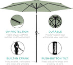Best Choice Products 10ft Outdoor Table Compatible Steel Polyester Market Patio Umbrella w/Crank and Easy Push Button Tilt - Image 5