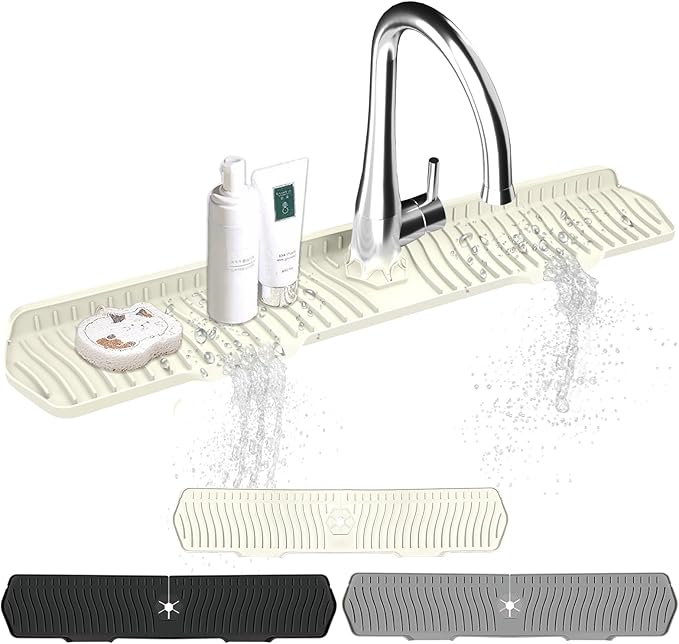 Kitchen Sink Splash Guard Gen2-30" x 6'' Silicone Sink Mat Splash Guard fit by EBIGIC
