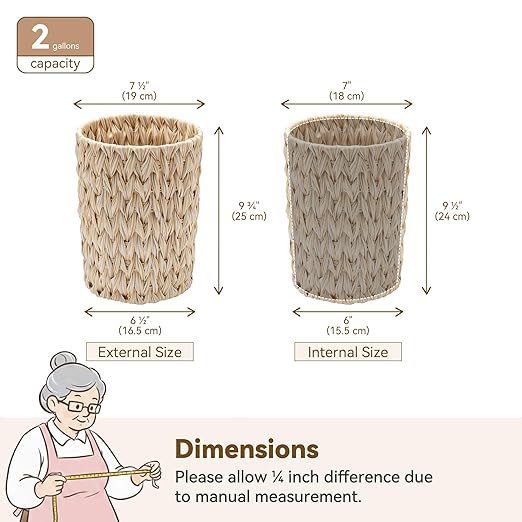 GRANNY SAYS Small Wicker Trash Can, 2 Gallon Bathroom Waste Basket, Small - Image 7
