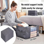 YGEOMER 90L Large Storage Bags 6 Pack Foldable Heavy Duty Blanket Clothes - Image 2