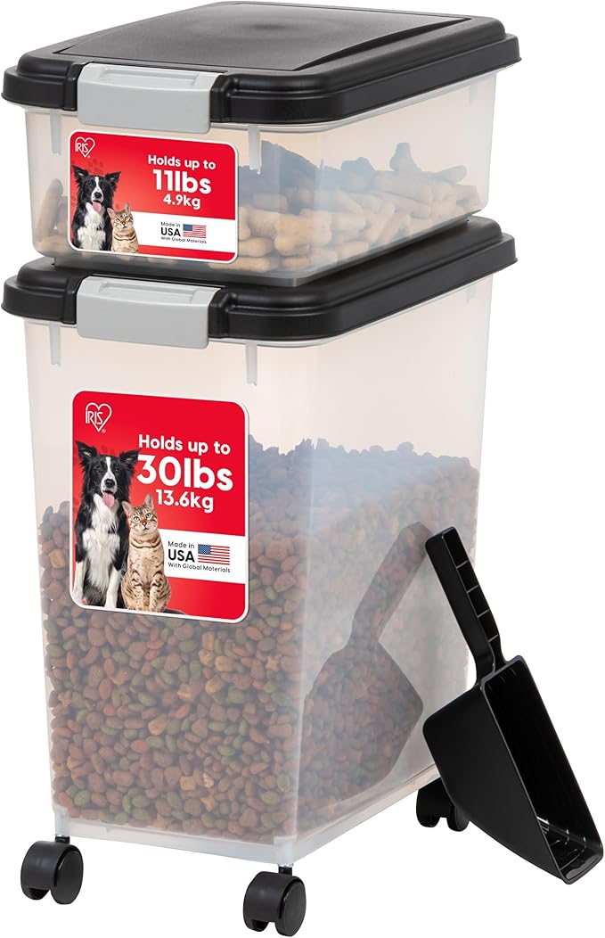 IRIS USA Dog Food Storage Container, 30 lbs & 11 lbs Combo, Cat Food Storage by IRISUSA