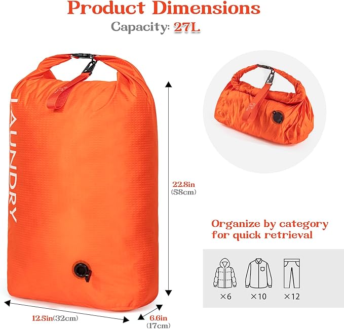 Travel Laundry Bag, Vacuum Compression Dirty Clothes Travel Bag, Waterproof - Image 2