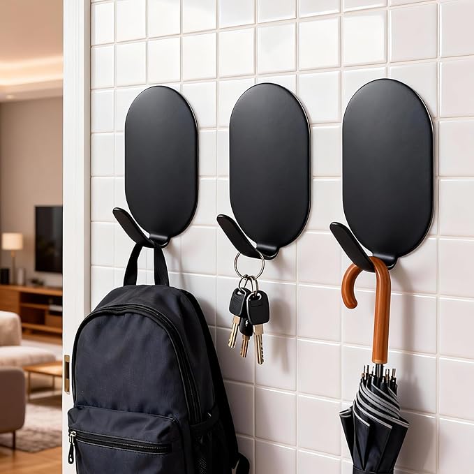Sticky Adhesive Hooks for Hanging, Key Hooks, Stainless Steel Wall Hooks - Image 9