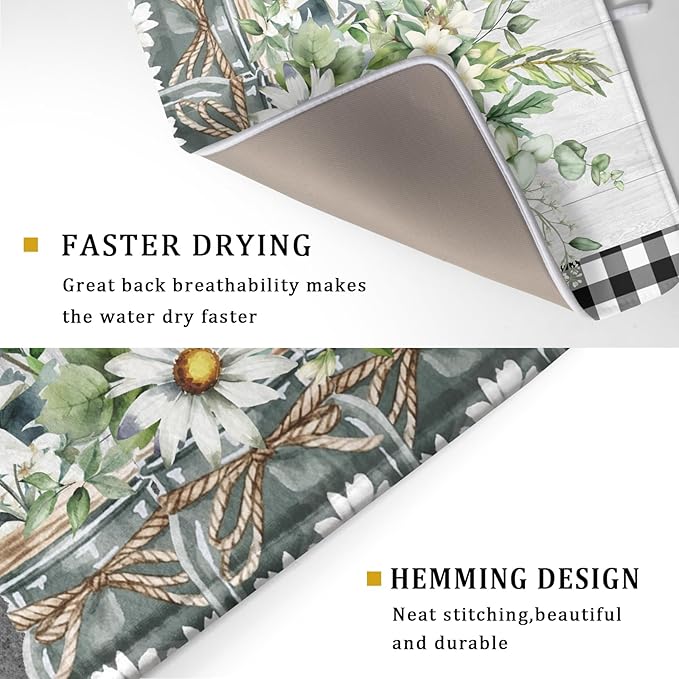 Spring Daisy Floral Dish Drying Mat - Image 3