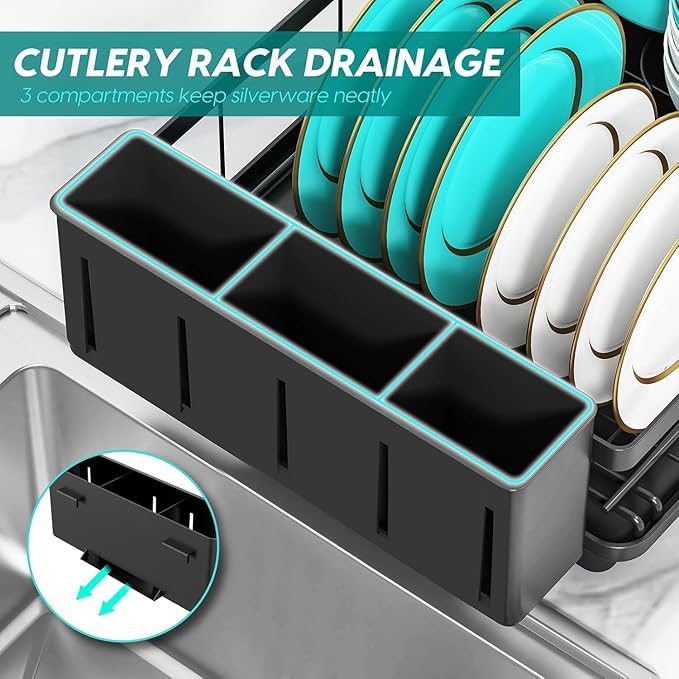 MERRYBOX Dish Drying Rack Large Capacity 2 Tier Dish Drying Rack - Image 7