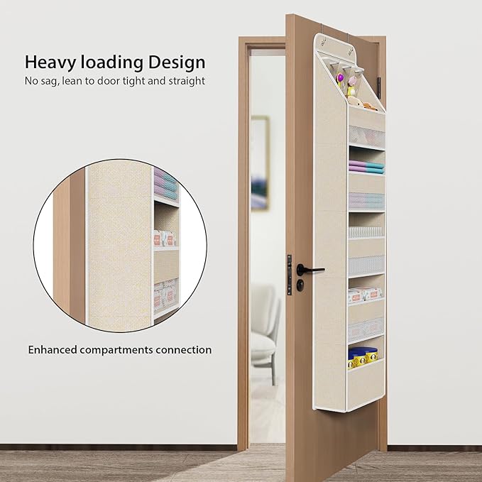 Univivi 6-Shelf Over Door Hanging Organizer Fabric Baby Door Storage - Image 2
