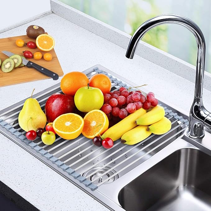 Searik Roll up Dish Drying Rack, Over The Sink Rolling Dish Drainer Rack - Image 6