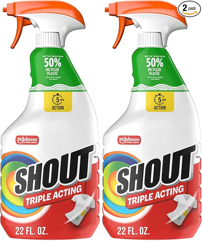 Shout Active Enzyme Laundry Stain Remover Spray, Triple-Acting Formula Clings by Shout
