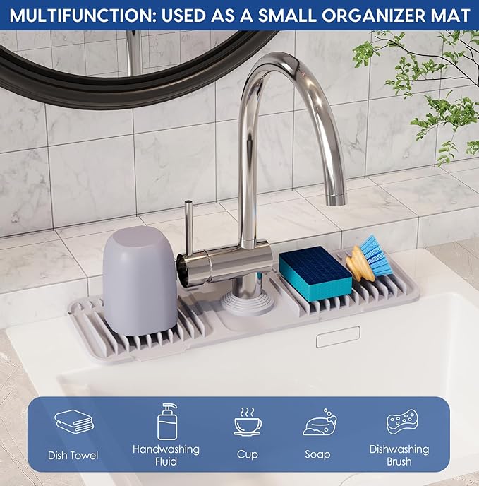17.7 Inch Silicone Faucet Mat for Kitchen Sink Splash Guard - Image 7