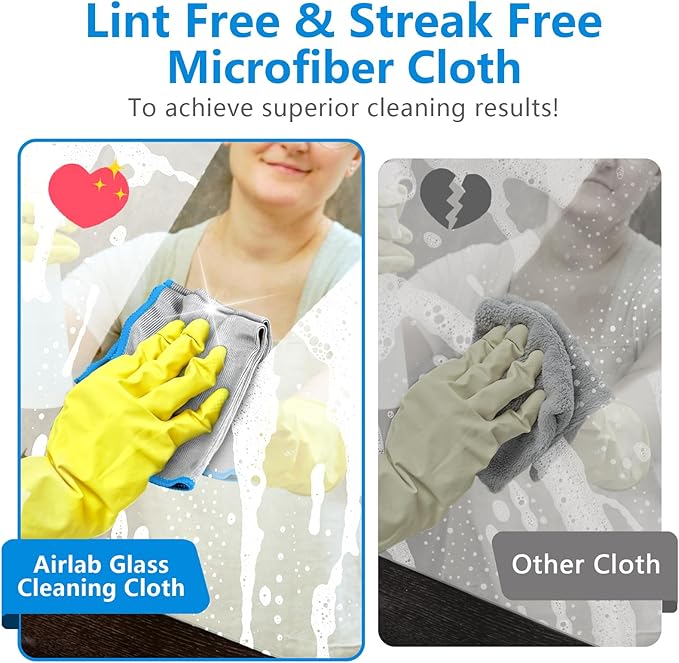 Airlab Glass Polishing Cloth Streak Free Miracle Microfiber Cleaning Cloth Lint - Image 5
