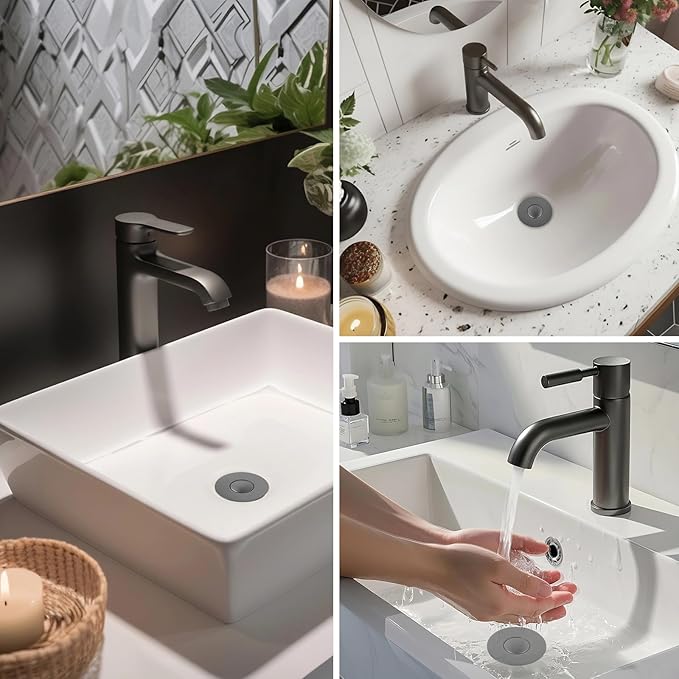 Hibbent 2 Pack 3 in 1 Bathroom Sink Drain Strainer, Universal Pop Up Stopper - Image 9