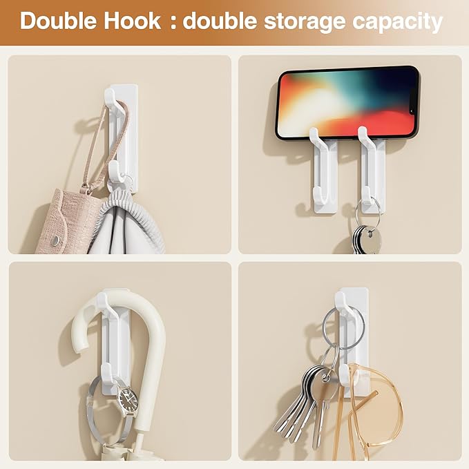 Self Adhesive Wall Hooks for Hanging: Extra Strong 13 LB, Hook for Coat - Image 4