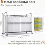 ROMOON Laundry Hamper Sorter Cart: 4-Section Organizer - Image 5