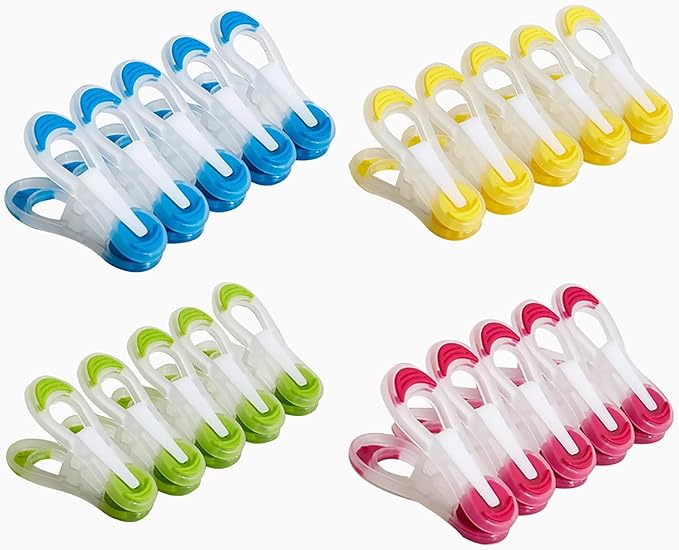 20 Pack Colorful Plastic Clothespins, Heavy Duty Laundry Clothes Pins Clips Pegs by CYNVS