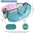 100L Foldable Laundry Baskets 2 Pack, Extra Large Mesh Pop Up Laundry Hamper - Image 2