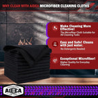 AIDEA Microfiber Cleaning Cloth Black 10PK, Microfiber Towels - Image 2