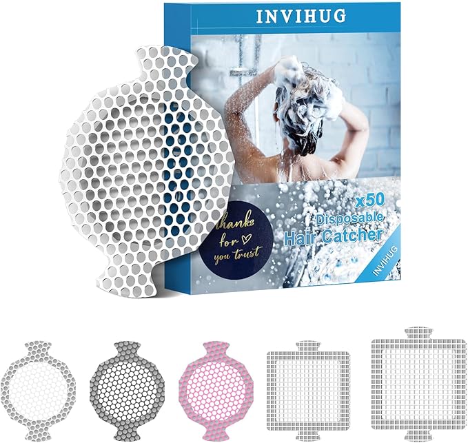 INVIHUG, 50 Pack, Disposable Shower Drain Hair Catcher Mesh Stickers, by BathroomRoomShowerDrainDrainStrainerAccessories