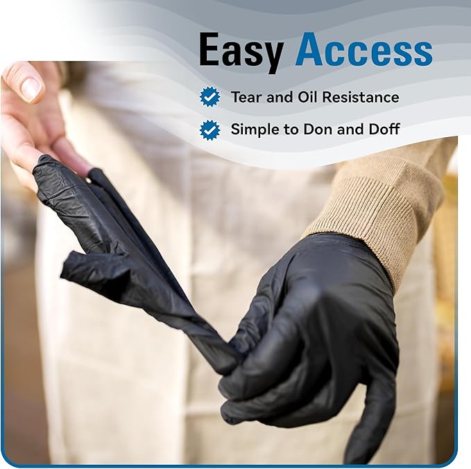 Nitrile Gloves Disposable Latex Free, 4 Mil Black Food Grade Powder Free Rubber - Image 4