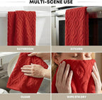 Artoid Mode 1 Pc Red 3D Diamond Grid Jacquard Hand Towels - Image 6