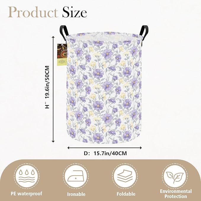 HUNRUNG Laundry Hamper, Large Canvas Fabric Lightweight Storage Basket Toy - Image 2