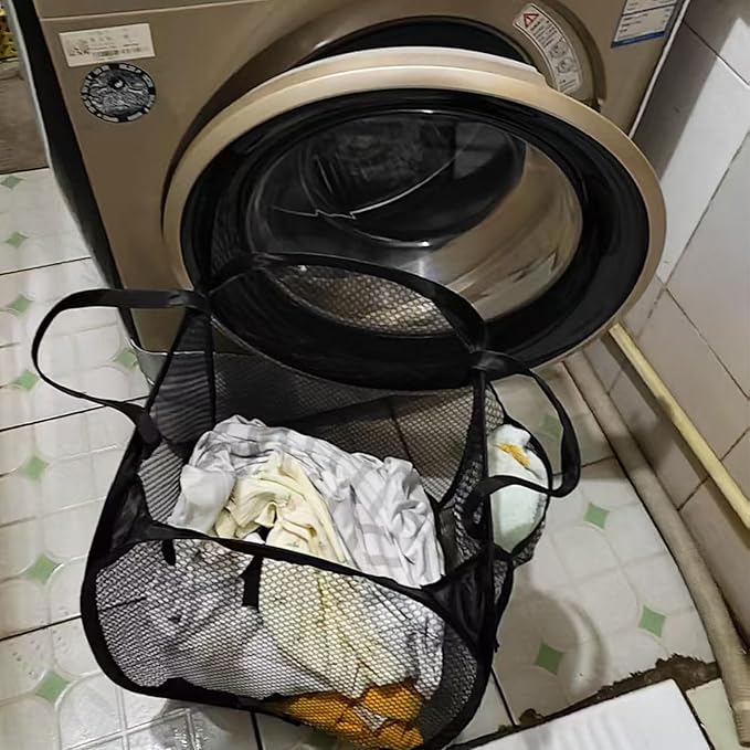 Collapsible Laundry Basket, Dirty Clothes Mesh Pop Up Hamper, Small Foldable - Image 4