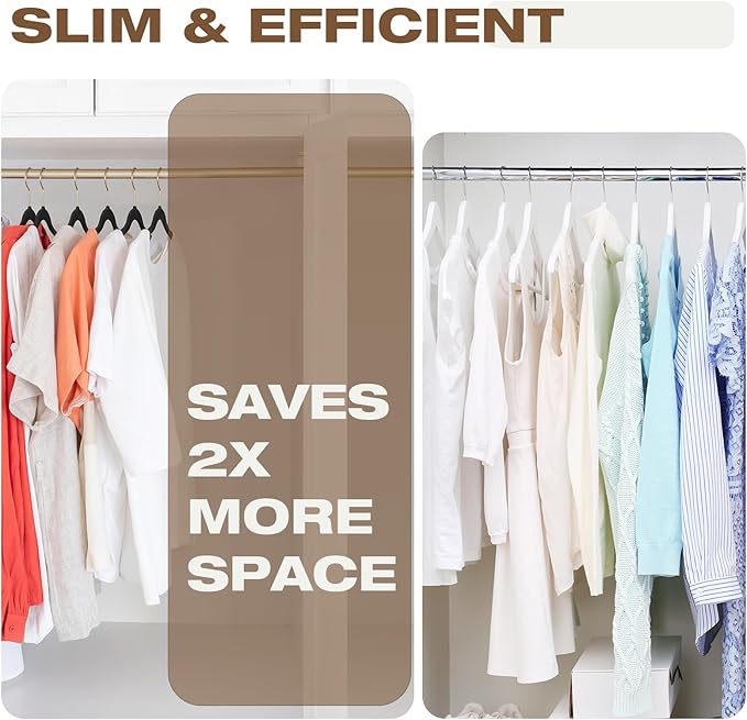 50 Pack Black Velvet Hangers, Coat Hanger Non Slip, Heavy-Duty, Space Saving - Image 7