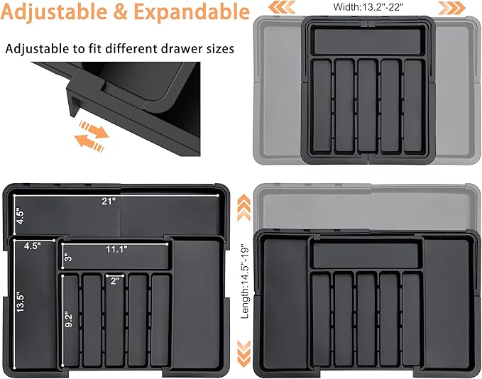 Silverware Organizer Expandable Kitchen Utensil Drawer Organizer Large BPA Free - Image 2