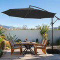 wikiwiki 10ft Patio Umbrella with Base Included, Outdoor Offset Cantilever Umbrella with Sandbag Base for Backyard, Garden and Pool, Easy to Tilt and Crank, Black by WikiwikiPatioUmbrellas
