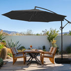 wikiwiki 10ft Patio Umbrella with Base Included, Outdoor Offset Cantilever Umbrella with Sandbag Base for Backyard, Garden and Pool, Easy to Tilt and Crank, Black by WikiwikiPatioUmbrellas