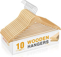 HOUSE DAY Slim Wooden Hangers 10 Pack, Solid Wood Hanger by HOUSEDAY
