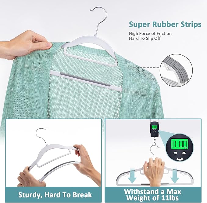 50-Pack Coat Hangers, Space Saving Plastic Clothes Hangers, 0.2 Inches Slim - Image 4