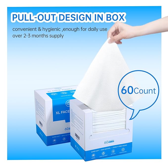 Single Use Face Towels, Ultra Soft and Thick, Disposable Makeup Remover Facial - Image 2