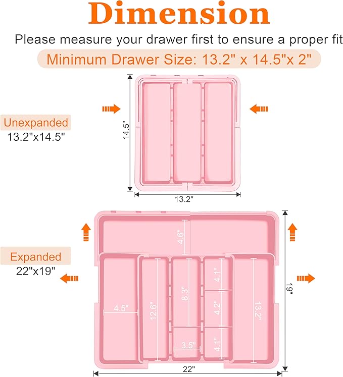 Large Utensil Drawer Organizer Expandable Silverware Organizer - Image 4