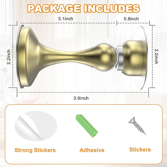 Crosize Magnetic Door Stoppers 2 Pack, Stainless Steel Door Stops - Image 3