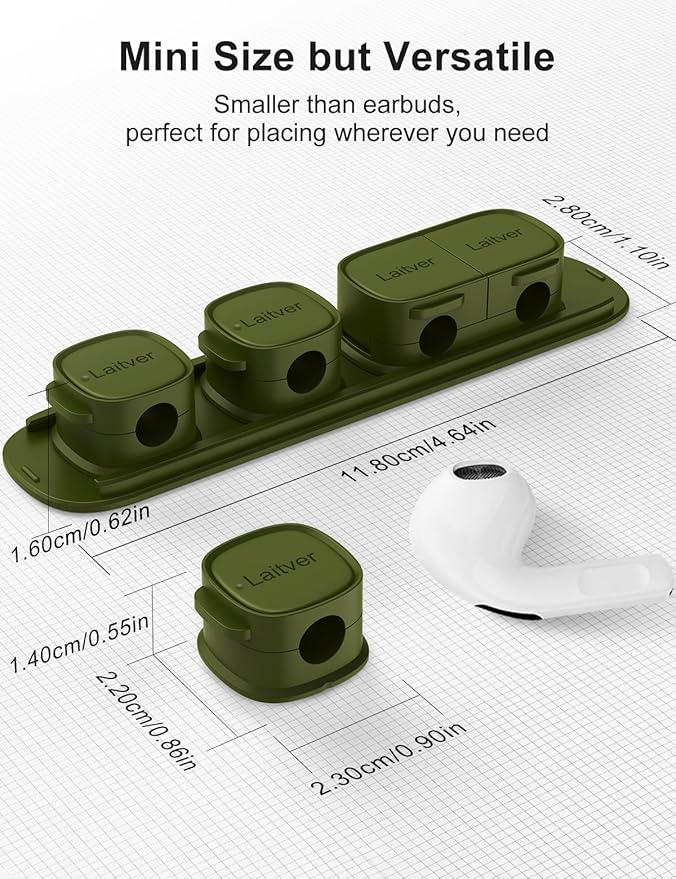 6 Pack Magnetic Cable Clips, Laitver Cord Organizer Holder Strong Adhesive Desk - Image 8