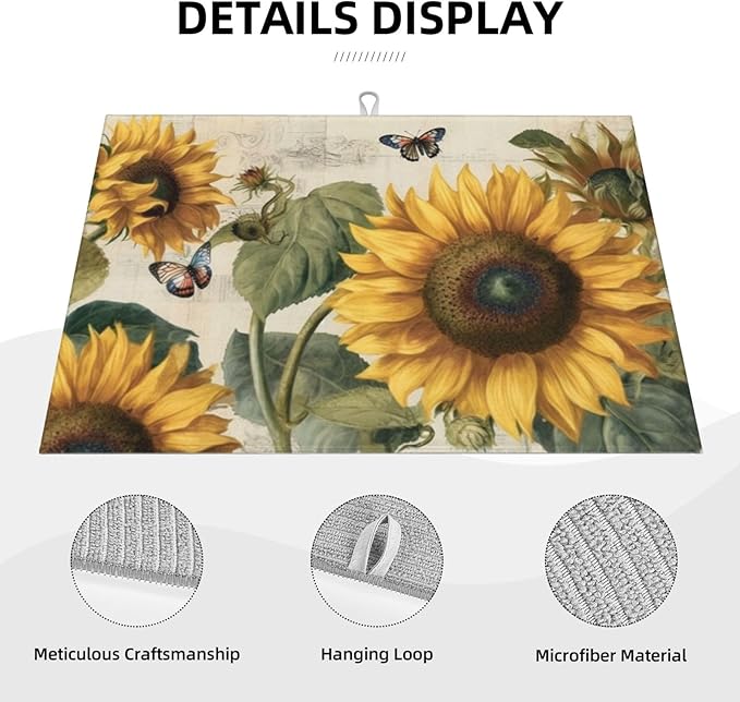 Sunflower and Butterfly Dish Drying Mat - Image 4