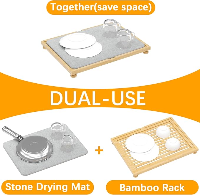 Golener Stone Drying Mat for Kitchen Counter, Dish Drying Pad - Image 7