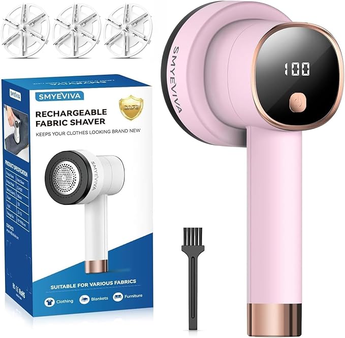 Rechargeable Fabric Shaver for Clothes: 6-Leaf Blades & 3 Speeds to Remove by SMYEVIVA
