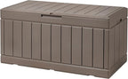 Devoko 85 Gallon Deck Box Lockable Resin Outdoor Storage Box waterproof Outdoor Container for Patio Furniture Cushions, Pillow (Light Brown) by DEVOKO