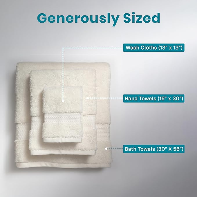 Fabdreams 100% Organic Cotton Bath Towel Set of 6 700 GSM Hotel Premium Plush - Image 4