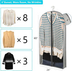 3 Pack 40" Garment Bags for Hanging Clothes Storage, Plastic Protector for Coat - Image 3