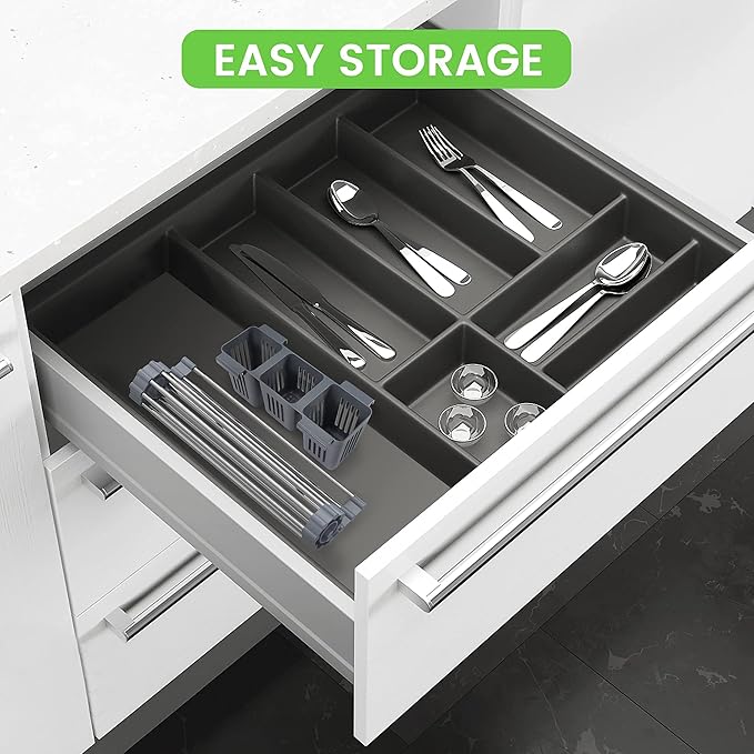 BBXTYLY Expandable Roll Up Dish Drying Rack Up to 22.8''with 2 Storage Baskets - Image 7