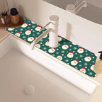 Christmas Kitchen Sink Splash Guard Mat Santa Claus and Snowflakes Sink Splash - Image 2
