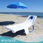 Ostrich Custom Fitted Towel for Chaise Lounge, Outdoor Beach Chair Cover with Storage Pockets, White - Towel Only - Chair Not Included - Image 2